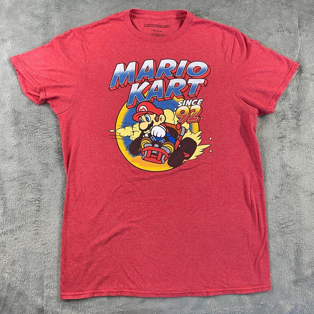 Mario Kart T-Shirt Mens M Red Since 92 Graphic Retro Gaming Nintendo Tee Geek